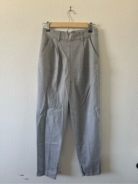 Finders Keepers Light Gray High-Waist Pleated Trousers